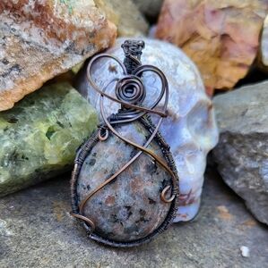 Handcrafted Wirewrap UV Reactive Yooperlite Stone Pendant